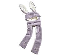 Warm Rabbit Ear Hat Plush Bunny Ears Hat Animal Hat Scarf Mitten Set Winter Windproof Cute Animal Flap Cap for Women Girls