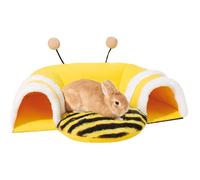 Warm Rabbit Hideout Tunnel Bed, Cute Bee Shape, Soft Removable Guinea Pig Tunnels and Tubes for Cage, Sturdy Small Animal Tunnel for Rat, Hamster Hedgehog, Chinchilla