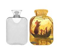 Warm Rats Boat Scene Cute hot Water Bottle with Soft Cover 2L Water Bottle Bag for Hand Feet Warmer Arthritis compresas calientes para el vientre