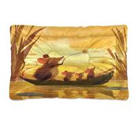 Warm Rats Boat Scene Washable Dog Beds Crate Pad Non-Slip Soft Comfortable Pet Bed for Medium/Large Dogs 24" x 18"