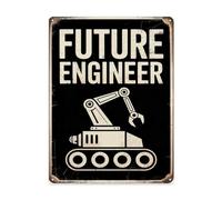 Warm Retro 12x16 Inch Metal Wall Decor Accent With Future Engineer Tech Innovator In Training Modern Retro Home Detail For Garage Or With Warm Vintage Character Workshop Indoor Statement