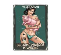 Warm Retro 12x16 Inch Metal Wall Decor Accent With Vegan Because Murder Is Wrong Poster Rustic Interior Design Touch For Apartment Hallway Or With Timeless Visual Character Entryway Indoor Statement