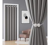 Warm Room Divider Blackout Door Curtain, Thermal Insulated Door Curtain Windproof partition Portable Detachable DPrivacy(Gray 1,110x180cm(43x71in))