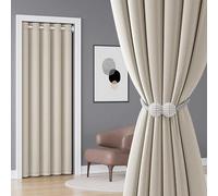 Warm Room Divider Blackout Door Curtain, Thermal Insulated Door Curtain Windproof partition Portable Detachable DPrivacy(Beige,110x150cm(43x59in))