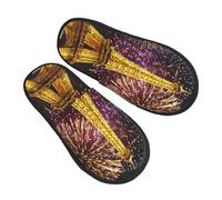 Warm Slipper Eiffel Tower Paris Firework Street Home Slipper Unisex Fluffy Slippers Non-Slip Scuff Slippers For Hotel Bedroom Winter L