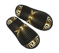 Warm Slipper Gold Modern Greek Panel Home Slipper Non-Slip Fluffy Slippers Comfortable Scuff Slippers For Hotel Travel Bedroom M