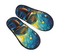 Warm Slipper Turtle Under Starry Night, Space Galaxy Home Slipper Unisex Fluffy Slippers Non-Slip Scuff Slippers For Travel Bedroom Party L