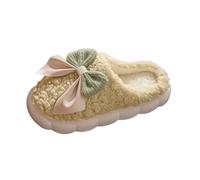 Warm Slippers for Women Bowknot Fluffy Memory Foam Slippers Cute Warm Winter Cozy Fleece Lined House Shoes Soft Comfy Plush Anti-Skid Indoor Shoes Ladies Bedroom Fuzzy Slip on Slipper