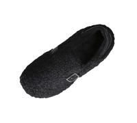 Warm Slippers for Women with Fuzzy Collar Fleece Lined Indoors & Outdoor Comfortable Bathroom Slippers Anti-Skid Basic Autumn Winter House Shoes Black UK Size 3.5