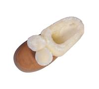 Warm Slippers for Women with Fuzzy Collar Non Slip Comfort Outdoor & Indoors Bathroom Shoes Lightweight Fleece Lined Autumn Winter Bathroom Slippers Brown UK Size 3.5