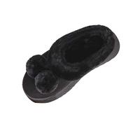 Warm Slippers for Women with Fuzzy Collar Non Slip Comfort Outdoor & Indoors Bathroom Shoes Lightweight Fleece Lined Autumn Winter Bathroom Slippers Black UK Size 3.5