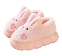 Warm Slippers Women's Fluffy Rabbit Hut Shoes Memory Foam Slippers Women's Closed Slippers Animals Slippers Lined House Slippers Plush Slippers Winter Felt Slippers, pink, 8 UK