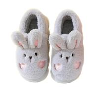 Warm Slippers Women's Fluffy Rabbit Hut Shoes Memory Foam Slippers Women's Closed Slippers Animals Slippers Lined House Slippers Plush Slippers Winter Felt Slippers, gray, 8 UK