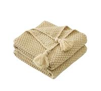 Warm Soft Cozy Tassel Blanket - Knitted Woolen Ball Throw for Office, Sofa, Bedspread, Tapestry, Perfect for Siesta & Air Conditioning Comfort