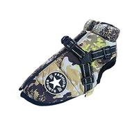 Warm & Soft Dog Vest - Waterproof, Harness Included, Camo L, 9 Colors