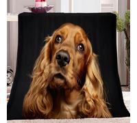 Warm Soft Sherpa Blanket Animals Cocker Spanielplush Fluffy Cozy Lightweight Ultra-Soft Warm Gold Black For Bed Sofa Couch Bedroom Living Room Family Kids Adults Teens Small Size 100 X 130 Cm