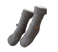 Warm Thermal Fleece Lined Floor Socks For Cold Winter Days Christmas Knitted Fuzzy Slipper Socks With Nonslip Bottom Fleece Lined Slipper