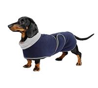 Warm Thermal Quilted Dachshund Coat, Dog Winter Coat with Warm Fleece Lining, Outdoor Dog Apparel with Adjustable Bands for Dog-Navy-M