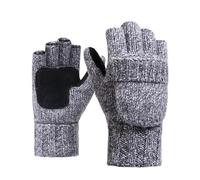 Warm Thermal Winter Mittens Knitted Thick with Touchscreen Function Ideal Driving Cycling Fleece Lining Firm Cut Versatile Combinable Perfect in the Cold (Light Grey, One Size)