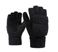 Warm Thermal Winter Mittens Knitted Thick with Touchscreen Function Ideal Driving Cycling Fleece Lining Firm Cut Versatile Combinable Perfect in the Cold (Black, One Size)