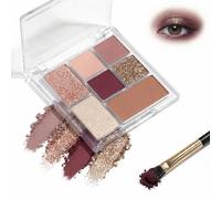 Warm-Toned Eyeshadow Palette with Matte, Shimmer & Glitter Finishes - Compact Eight-Shade Powder Palette in Burgundy, Rose Gold, Bronze & Champagne for Versatile Everyday and Evening Eye Makeup Looks