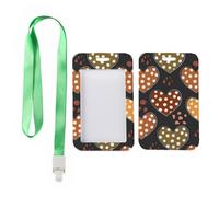 Warm Toned Heart ID Badge Holder with Green Lanyard, Work ID Card Holder, Vertical Name Badges Protector for Student, Vertical Cards Protector for Office, Paramedic Accessories Nurse Accessories Work