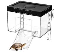 Warm Tortoise Room, See Through Elevated Turtle Platform With Ramp And Lid, Height Adjustable, Little Turtle Enclosure With A Hex Heat Lamp Hole