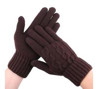 Warm Touchscreen Knit Winter Thick Lined For Cold Weather Cozy Hand Warmth And Full Finger Support (Coffee, One Size)
