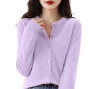 Warm Undershirt for Women Slim Fit Thermal Blouse Cardigans Crochet Sweaters for Home Outfits Indoor Outdoor Clothes (Purple, M)