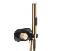 Warm Water Handheld Bidet Sprayer Stainless Steel with Brass Mixing Valve Toilet Bidet Attachment for Feminine Baby & Pet Wash Brushed Gold & Black Finish