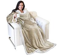 Warm Wearable Blanket with Sleeves Women, Gift for Her, Soft Wearable Blanket, Cozy Double Blanket with Arms,185 x 140 cm Camel