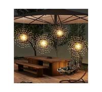 (Warm White, 360LEDs) 4 Pack, Suspended Solar Fireworks Light, 360/480 Leds Star BurstLight, 8-Mode With Remote Control