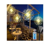 (Warm White, 480LEDS) 4 Pack, Suspended Solar Fireworks Light, 360/480 Leds Star BurstLight, 8-Mode With Remote Control