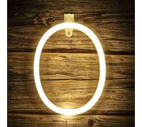 Warm White Arabic Number Neon Sign USB & 3AA Battery Powered Neon Light for Bedroom Wall Home Bar Cafe Wedding Decor Party Lighting LED Night Light（No.0）