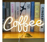 Warm White Coffee Neon Sign,Dimmable Coffee Bar Light up Sign,Arylic Neon Lights for Coffee Bar Accessories,Coffee Bar Signs for Coffee Station Wall Decor Art Decor,5V USB Powered,14x6.3In