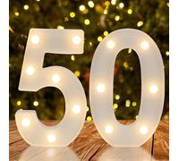 Warm White LED Light Up Number 50, 50th Birthday Decor for Her Him,Table Centerpieces & Backdrop Wall Décor,Lighted Marquee Sign for 50th Wedding Anniversary Décor