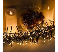 Warm White LED Multi-Function Christmas Cluster Lights with Green Cable (480 Bulbs)