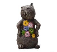 Warm White LED Solar Cat Lamp 18cm Outdoor Use(Bronze Color)