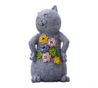 Warm White LED Solar Cat Lamp 18cm Outdoor Use(Slate Gray)