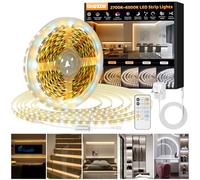 Warm White LED Strip Lights, 15M Dimmable Bright 24V Led Tape Light with Remote Control,Tunable White(2700K-6500K) 900 LEDs Strip Lights for Stairs, Wardrobe, Kitchen, Mirror, Bedroom, Bar Cabinet