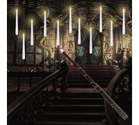 (Warm White Light, 12pcs) Flameless Taper Floating Candles With Magic Wand Remote Timer, Battery Operated