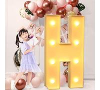 Warm White Light Up Marquee Sign, Large Decorative LED Alphanumeric Lights, Fantastic Gift for Valentine's Day Birthday Christmas(Letter H,2.3ft)