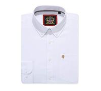 Warm White Mens Oxford Plain Shirt, Slightly Tapered Fit, Button Down Collar, Long Sleeve, Formal or Casual Attire English Style by Janeo British Apparel, L