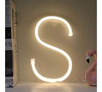Warm White Neon Letter Light Alphabet Marquee Lights LED Neon Letter Sign Battery/USB Operated Decorative Word Light Letter Neon Lights for Home Bar Cafe Party Event Festival Christmas Birthday (S)