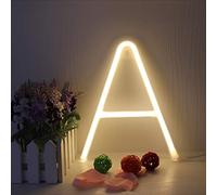 ENUOLI Warm White Neon Letter Sign Night Lights Neon Words Battery/USB Powered LED Alphabet Neon Art Lights Wall Decor Light up Words for Wedding Birthday Party Christmas Home Bar Decoration (A)