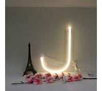 Warm White Neon Night Light LED Alphabet Marquee Light A-Z Neon Letter Sign Decorative Word Light Letter Neon Lights for Home Bar Cafe Party Event Festival Christmas Birthday Gifts for Kids (J)