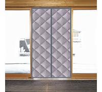 Warm Windproof Door Curtain 90x240 CM Thermal Bi Folding Door Screen Automatic Closure Cold Protection Oxford Fabric Grey Energy Efficient Insulation for Wooden Doors