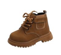 Warm Winter Ankle Boots Unisex Kids Snow Boots PU Leather Faux Fur Lined Outdoor Waterproof Lace Up Thermal Kids Boots Cold Weather Winter Rain Cosy Non-Slip Shoes for Toddlers School Boots(YW,21)