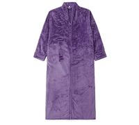 Warm Winter Bathrobe For Women - Bathrobe With Zipper Full Zip Up Thermal Fleece Bathrobes Long Sleeve Nightgown Solid Color Plush Robes Lightweight Robes Full Length House Coat For Winter