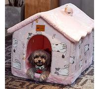 Warm Winter Cat Bed House Kennel - Cozy Pet Nest, Removable Cushion, Pink Color, Large Size